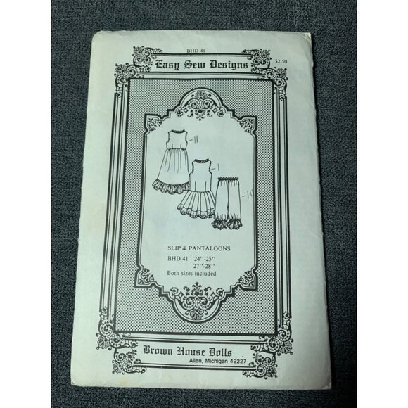 Vintage Brown House Dolls Easy Sew Slip & Pantaloons 24" - 28" Pattern BHD 41 19 - Picture 3 of 3